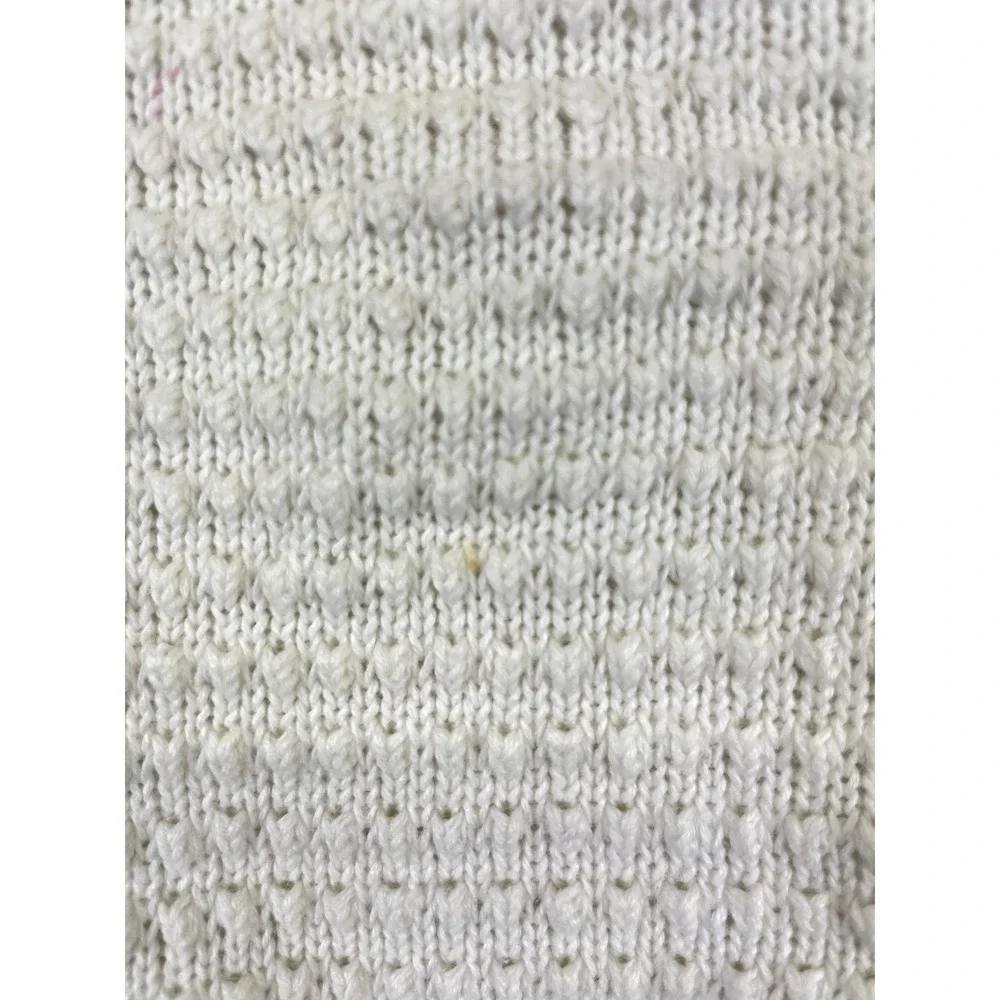 Leon Levin Hand Loomed Knit Sweater Vest Women's S White‎ Pink Blue  Ramie VTG - Picture 8 of 11